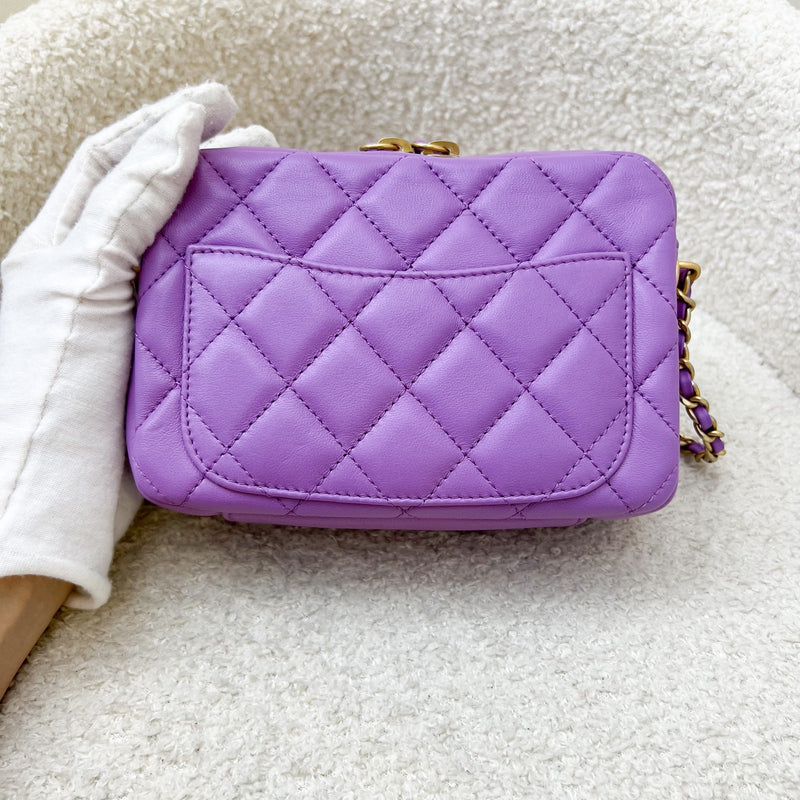 Chanel 22S Pearl Crush Camera Bag in Purple Lambskin AGHW (Model: AS3258)