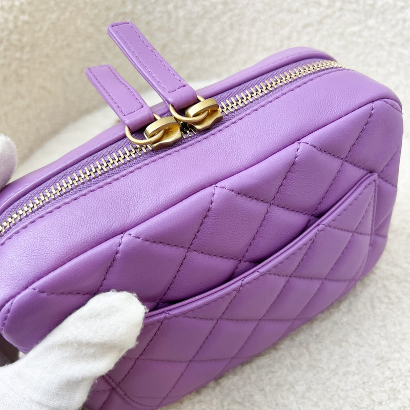 Chanel 22S Pearl Crush Camera Bag in Purple Lambskin AGHW (Model: AS3258)