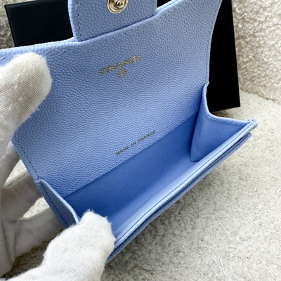 Chanel Classic Snap Card Holder in Periwinkle Blue Caviar and LGHW