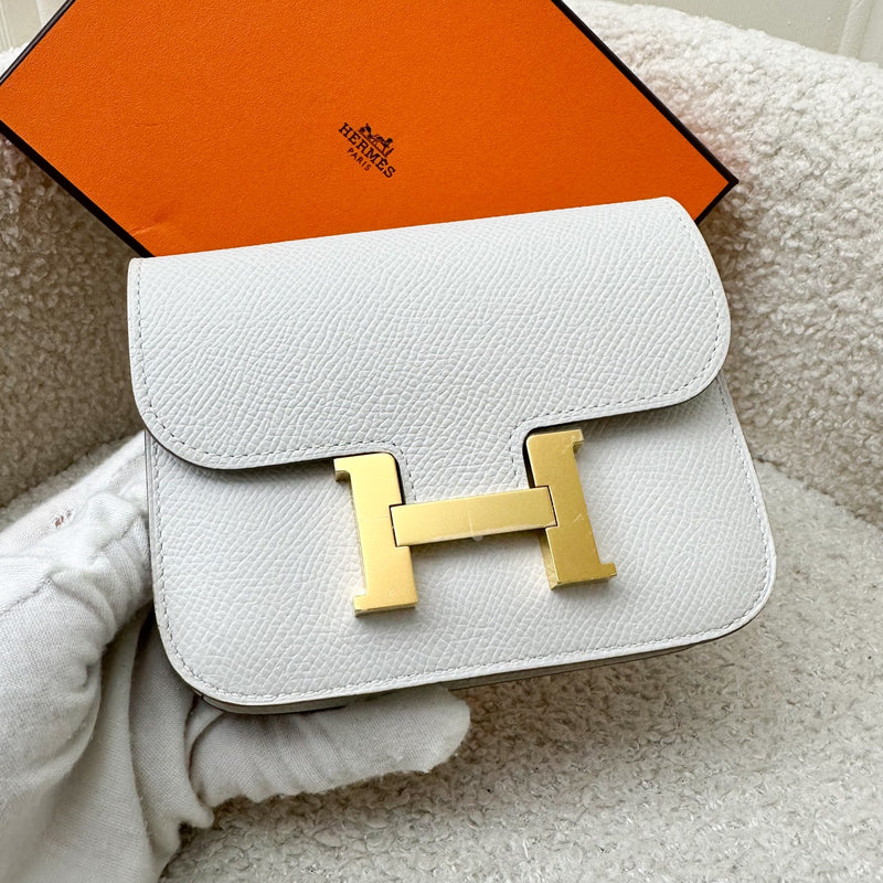 Hermes Constance Slim Wallet in Off-White (Likely Craie) Epsom Leather and GHW