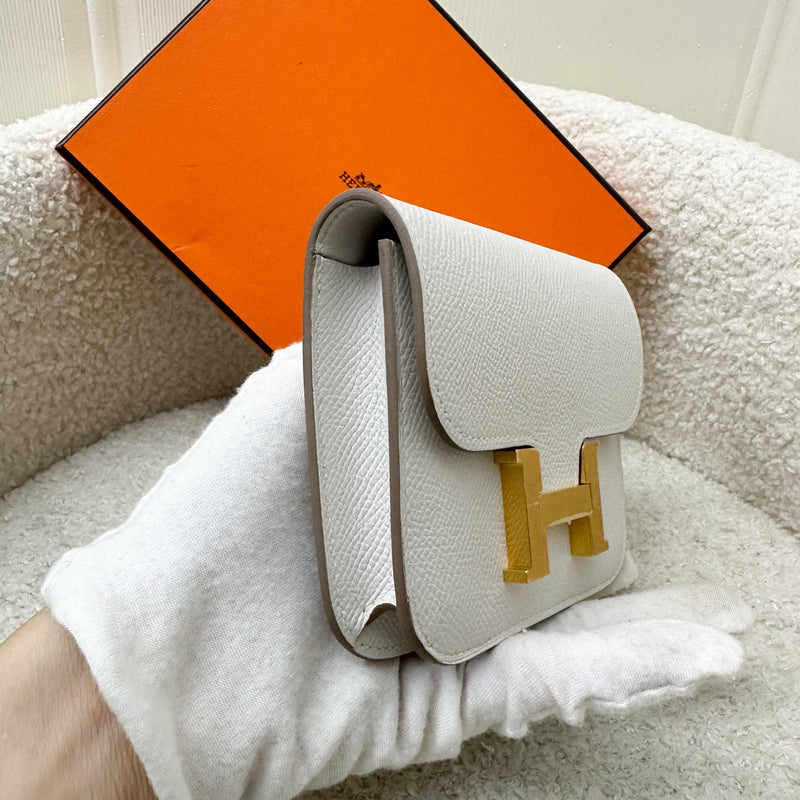 Hermes Constance Slim Wallet in Off-White (Likely Craie) Epsom Leather and GHW