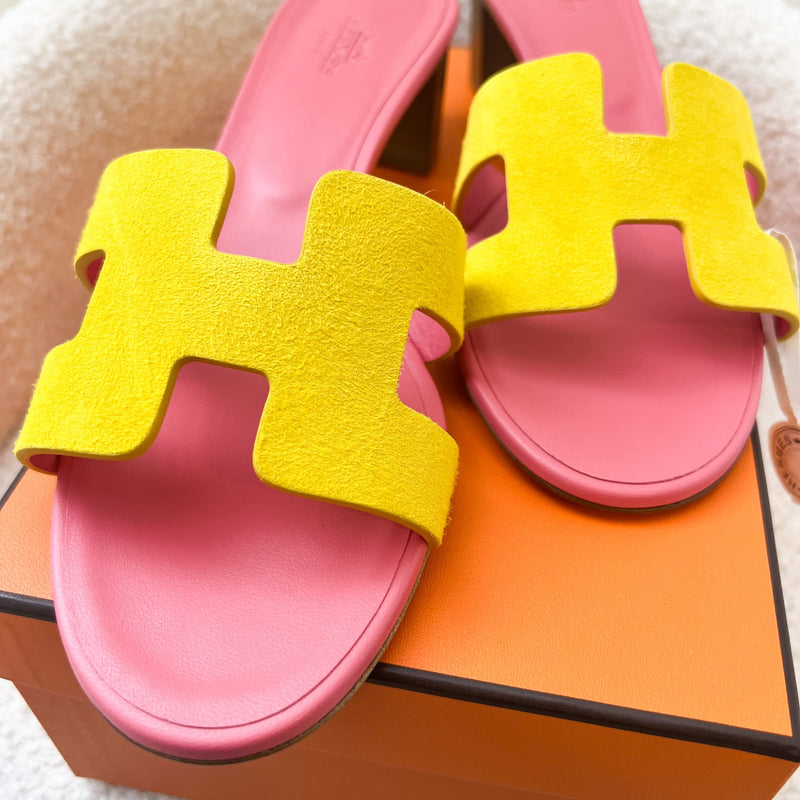 Hermes Oasis Sandal in Jaune Sable Suede Size 38.5