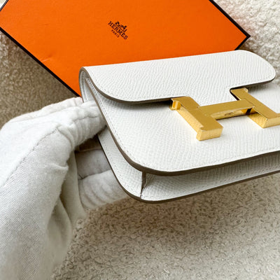 Hermes Constance Slim Wallet in Off-White (Likely Craie) Epsom Leather and GHW