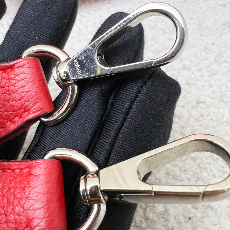 Hermes Mini Evelyne TPM in Red Clemence Leather with Red and Blue Strap and PHW