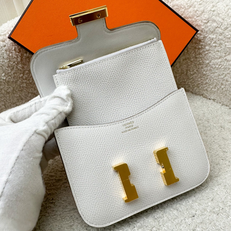 Hermes Constance Slim Wallet in Off-White (Likely Craie) Epsom Leather and GHW