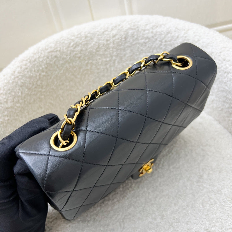 Chanel Vintage Medium Square Flap in Black Lambskin and 24K Gold Plated HW