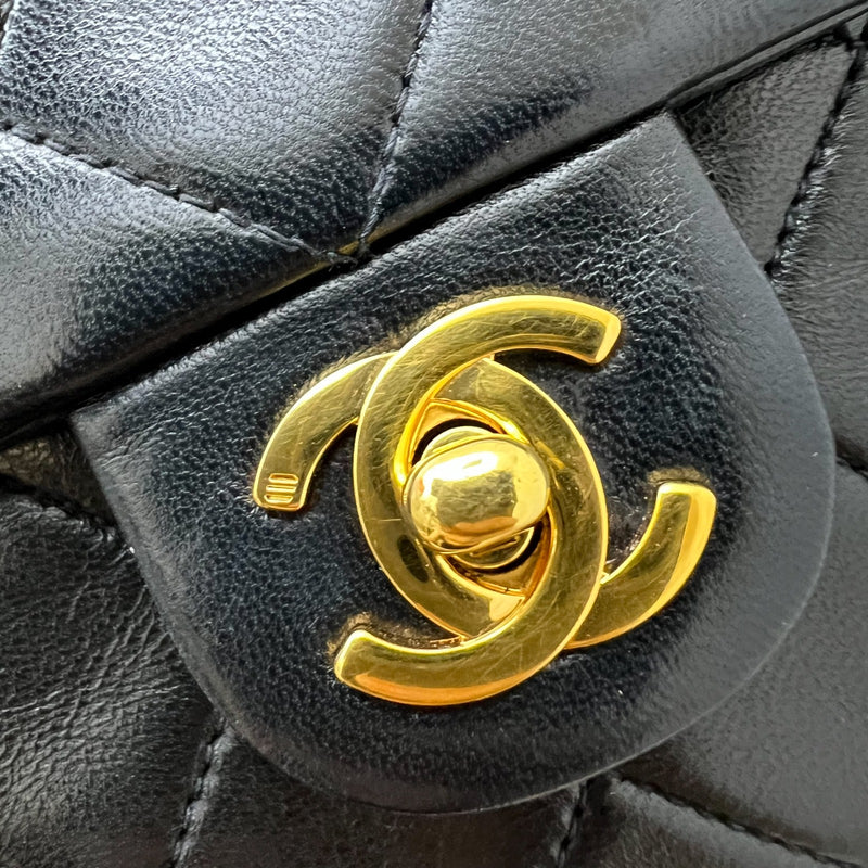 Chanel Vintage Medium Square Flap in Black Lambskin and 24K Gold Plated HW
