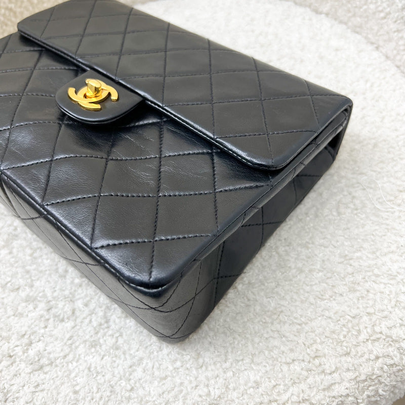 Chanel Vintage Medium Square Flap in Black Lambskin and 24K Gold Plated HW