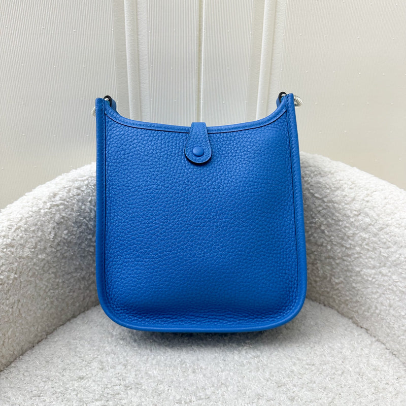 Hermes Mini Evelyne 16 in Blue Zanzibar Clemence Leather and PHW