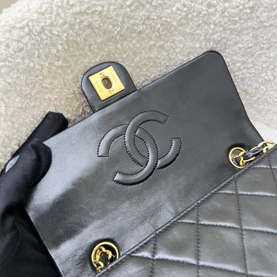 Chanel Vintage Medium Square Flap in Black Lambskin and 24K Gold Plated HW
