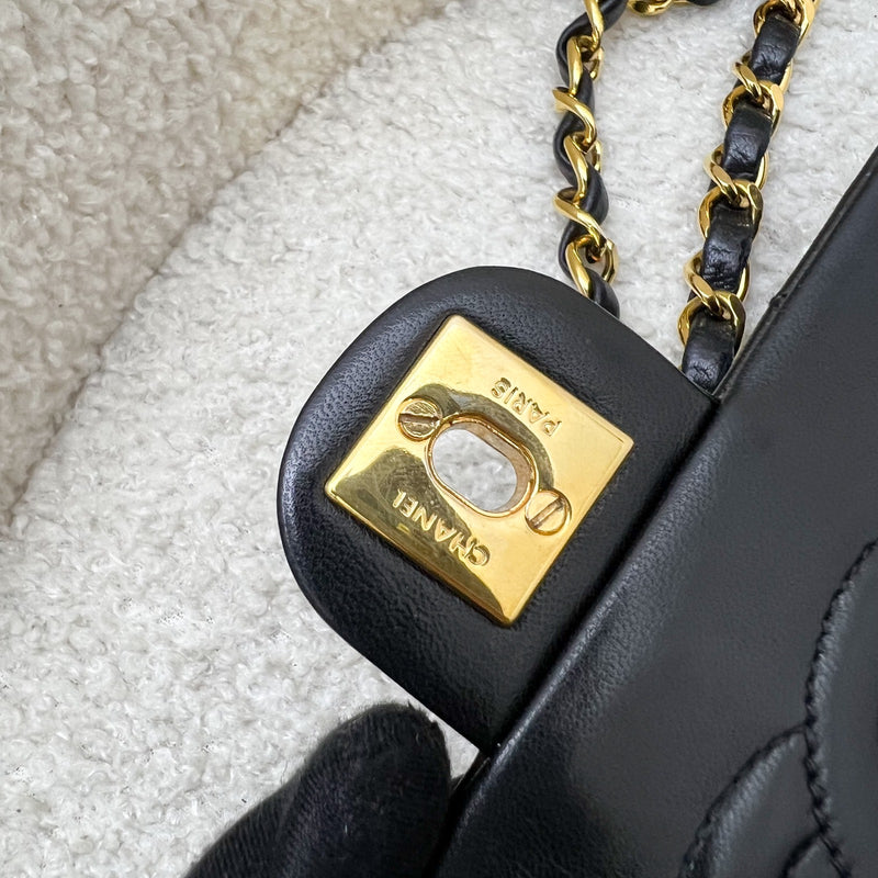 Chanel Vintage Medium Square Flap in Black Lambskin and 24K Gold Plated HW