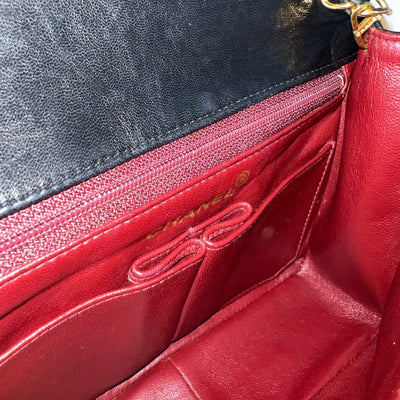Chanel Vintage Medium Square Flap in Black Lambskin and 24K Gold Plated HW