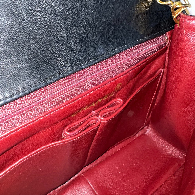 Chanel Vintage Medium Square Flap in Black Lambskin and 24K Gold Plated HW