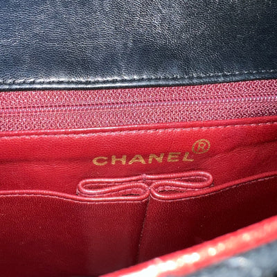 Chanel Vintage Medium Square Flap in Black Lambskin and 24K Gold Plated HW
