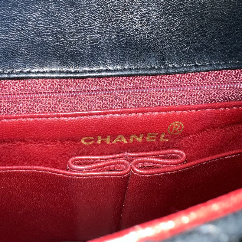 Chanel Vintage Medium Square Flap in Black Lambskin and 24K Gold Plated HW