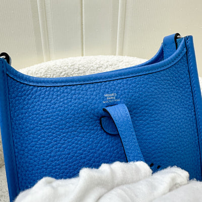 Hermes Mini Evelyne 16 in Blue Zanzibar Clemence Leather and PHW