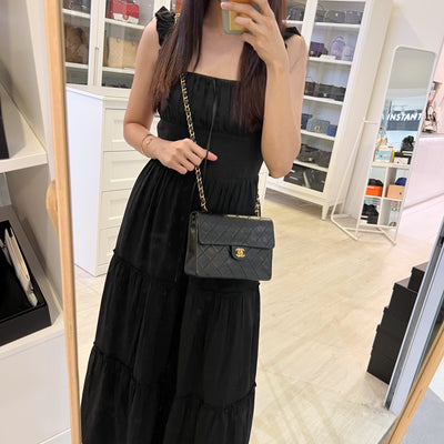 Chanel Vintage Medium Square Flap in Black Lambskin and 24K Gold Plated HW