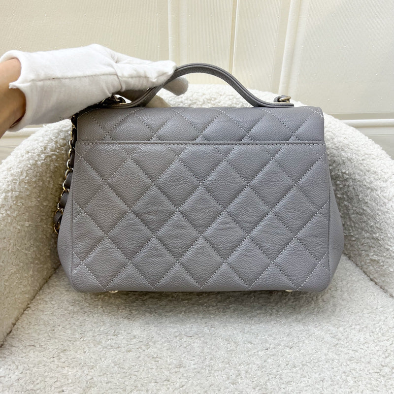 Chanel Medium Business Affinity Flap in 21B Grey Caviar and LGHW (Model: A93607)