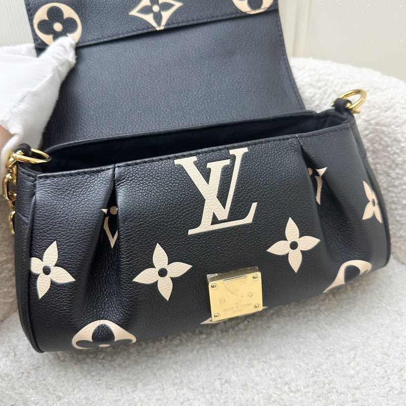 LV Favorite Bag in Bicolor Black and Creme Giant Monogram Empreinte Leather and GHW