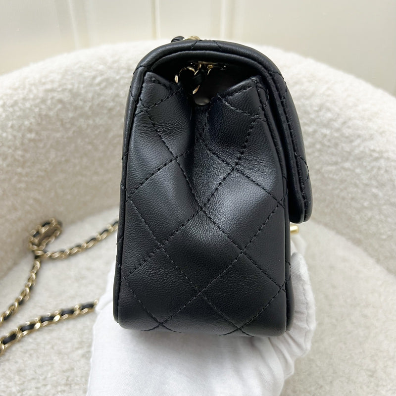 Chanel 23C Pearl Crush Mini Square Flap in Black Stiff Lambskin LGHW