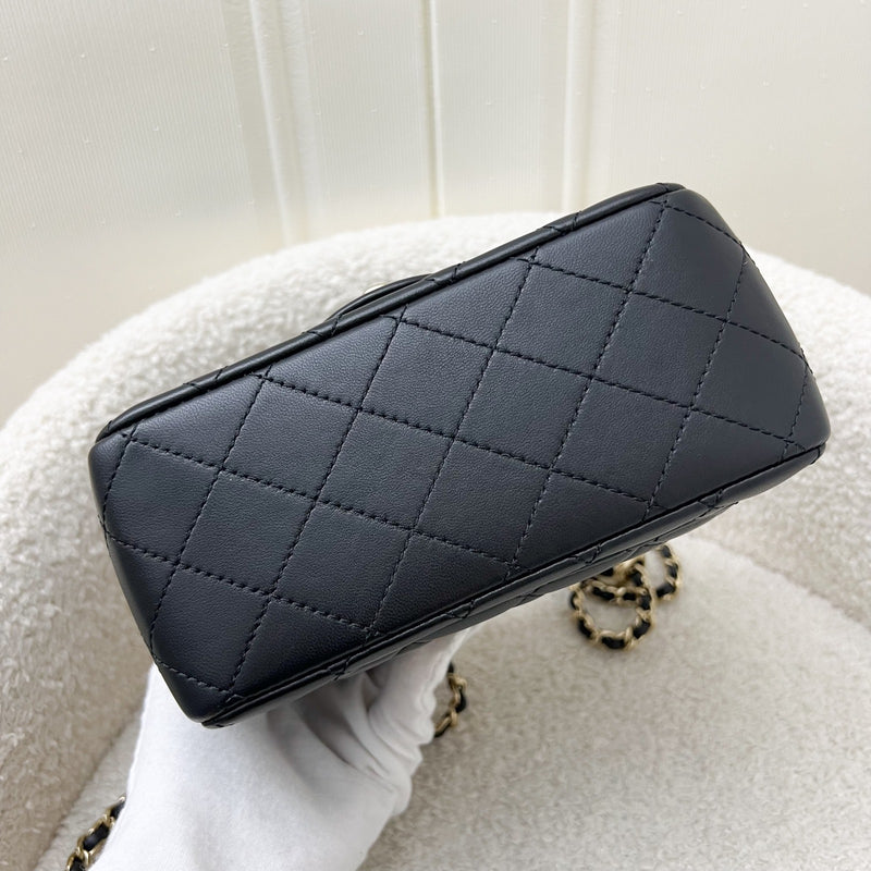 Chanel 23C Pearl Crush Mini Square Flap in Black Stiff Lambskin LGHW