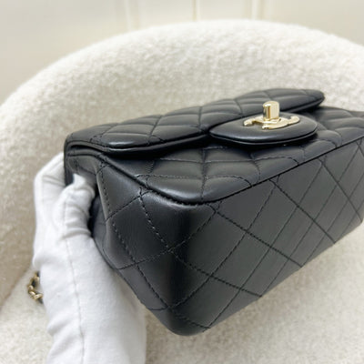 Chanel 23C Pearl Crush Mini Square Flap in Black Stiff Lambskin LGHW