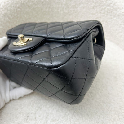 Chanel 23C Pearl Crush Mini Square Flap in Black Stiff Lambskin LGHW