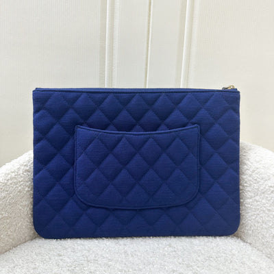 Chanel Classic Medium O-Case in Blue Jersey GHW