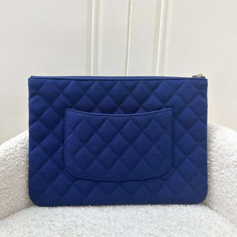 Chanel Classic Medium O-Case in Blue Jersey GHW