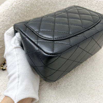 Chanel 23C Pearl Crush Mini Square Flap in Black Stiff Lambskin LGHW