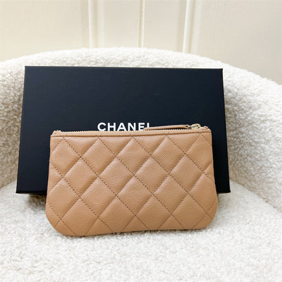 Chanel Classic Mini O-Case in Caramel Dark Beige and LGHW