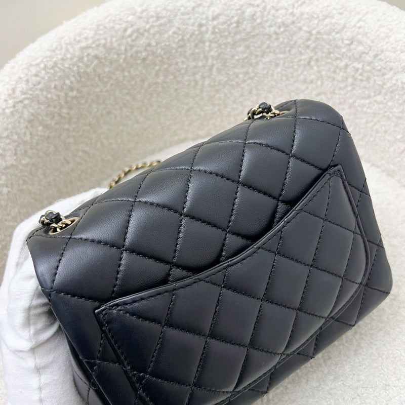 Chanel 23C Pearl Crush Mini Square Flap in Black Stiff Lambskin LGHW