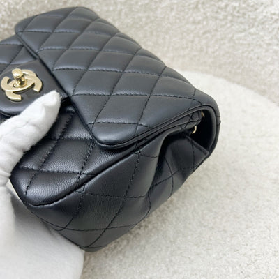 Chanel 23C Pearl Crush Mini Square Flap in Black Stiff Lambskin LGHW