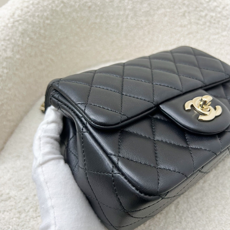 Chanel 23C Pearl Crush Mini Square Flap in Black Stiff Lambskin LGHW