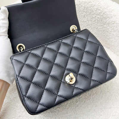 Chanel 23C Pearl Crush Mini Square Flap in Black Stiff Lambskin LGHW