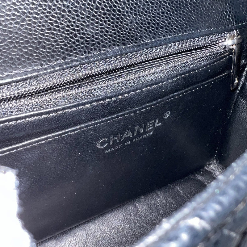 Chanel Classic Mini Square Flap in Black Caviar and GHW