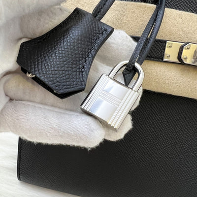 [Full Set - W Stamp] Hermes Birkin 25 Sellier in Noir Black Epsom Leather and PHW