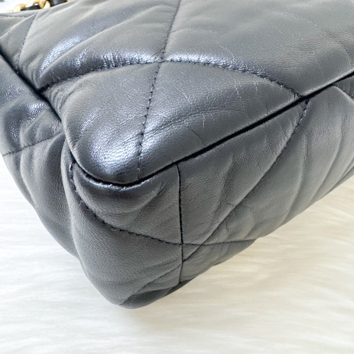 Chanel 19 Medium / Large Flap in Black Lambskin and 3-tone HW