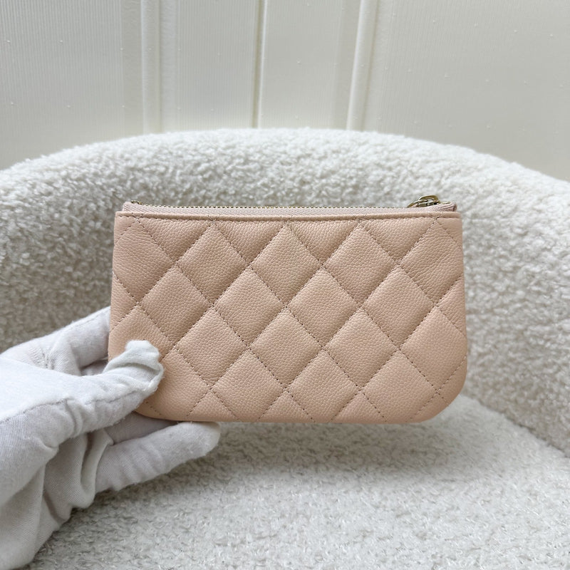 Chanel Mini O-Case in Beige Caviar and LGHW