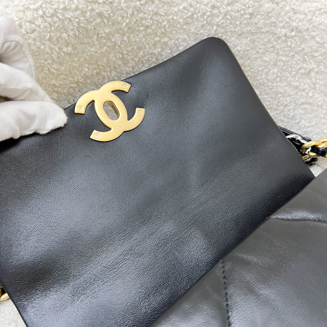 Chanel 19 Small Flap in Black Goatskin and 3-tone HW (Model