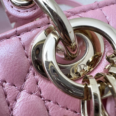 Dior Micro Lady D-Joy Bag in Iridescent Pink Lambskin and LGHW