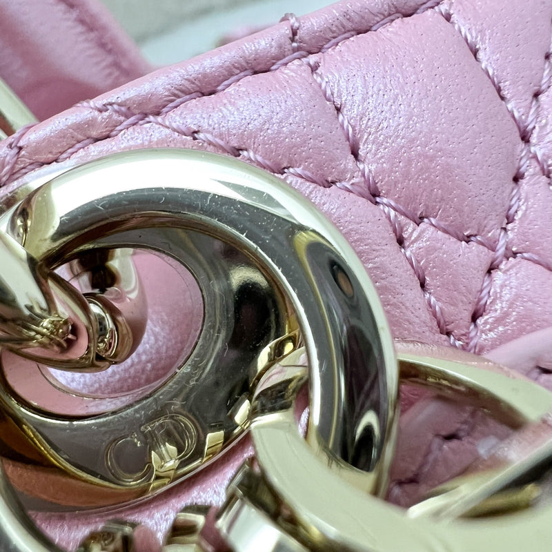 Dior Micro Lady D-Joy Bag in Iridescent Pink Lambskin and LGHW