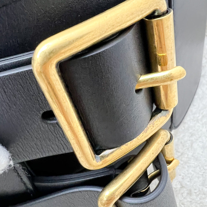 Dior Large Waist Belt in Black Calfskin and AGHW Sz 75