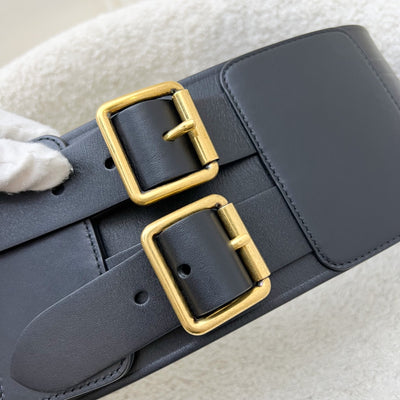Dior Large Waist Belt in Black Calfskin and AGHW Sz 75