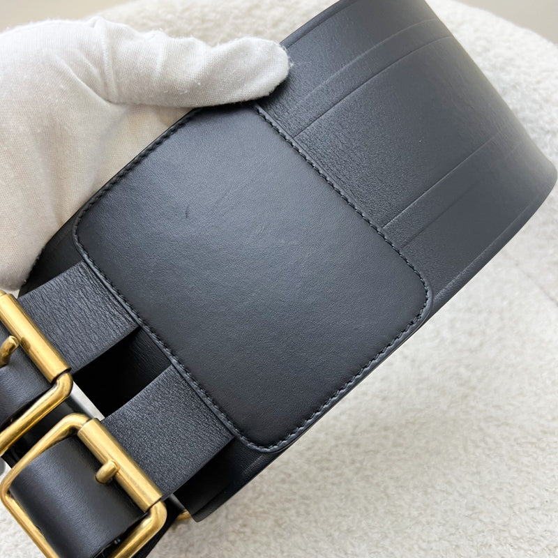 Dior Large Waist Belt in Black Calfskin and AGHW Sz 75