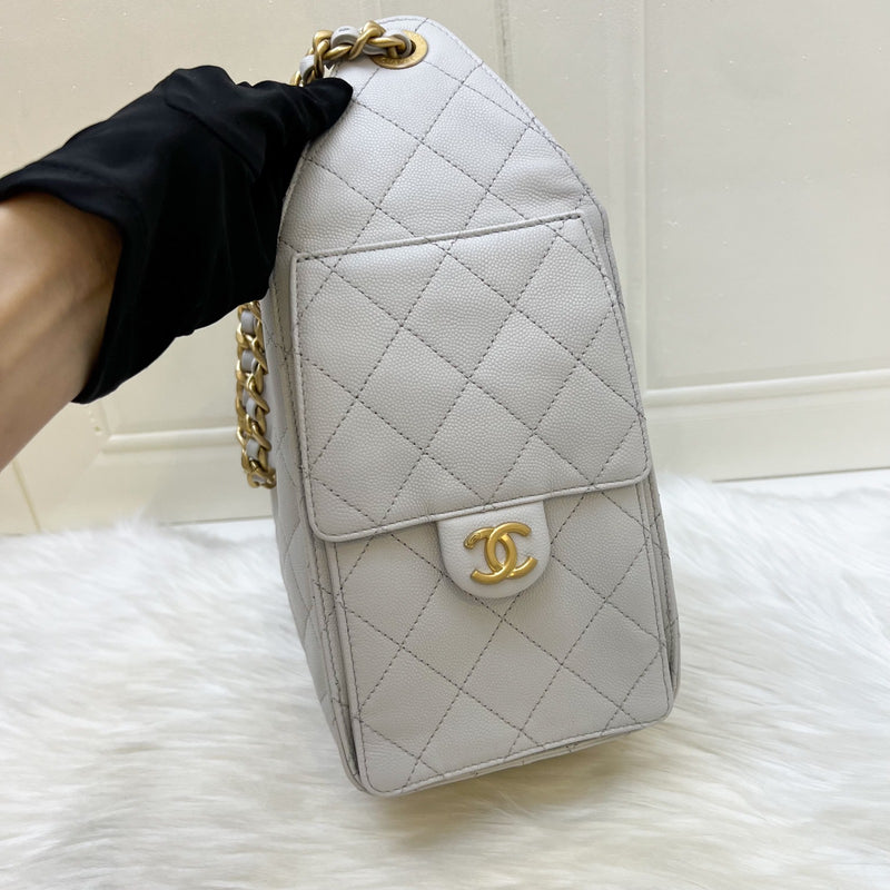 [Unused - June 2025] Chanel 25 Small Hobo Bag in Grey Caviar and AGHW (Model: AS5293)