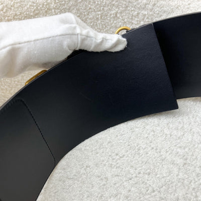 Dior Large Waist Belt in Black Calfskin and AGHW Sz 75