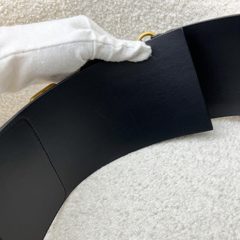 Dior Large Waist Belt in Black Calfskin and AGHW Sz 75