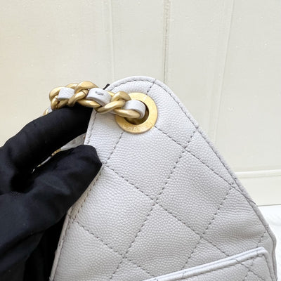 [Unused - June 2025] Chanel 25 Small Hobo Bag in Grey Caviar and AGHW (Model: AS5293)