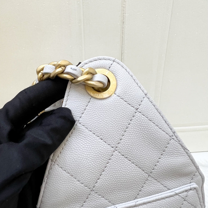 [Unused - June 2025] Chanel 25 Small Hobo Bag in Grey Caviar and AGHW (Model: AS5293)
